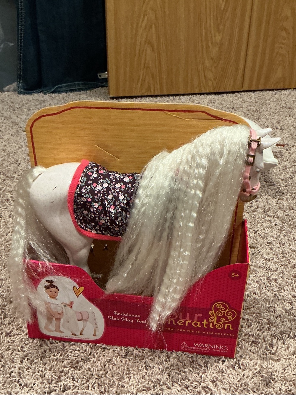 Plush Andalusian Foal Toy - White with Pink Accents